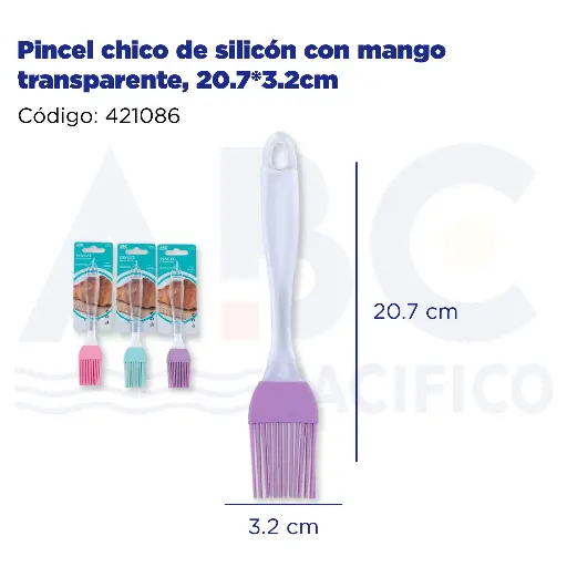 [421086] Pincel chico de silicón con mango transparente, 20.7*3.2cm