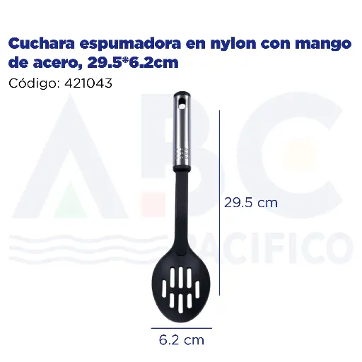 [421043] Cuchara espumadora en nylon con mango de acero, 29.5*6.2cm