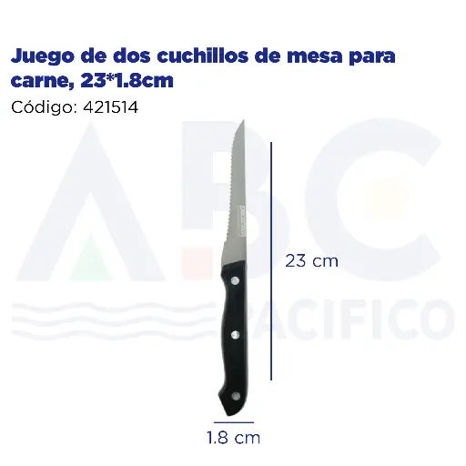 [421514] Juego de dos cuchillos de mesa para carne, 23*1.8cm