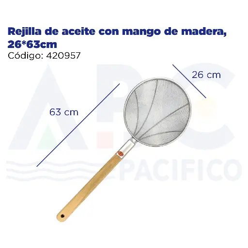 [420957] Rejilla de aceite con mango de madera, 26*63cm