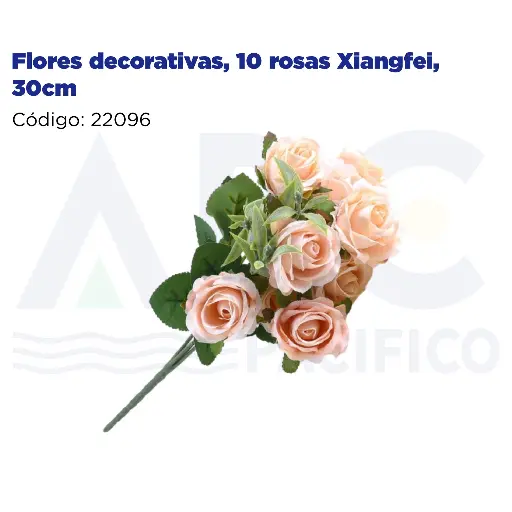 [22096] Flores decorativas, 10 rosas Xiangfei, 30cm