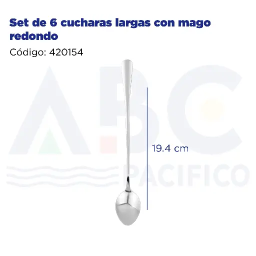 [420154] Set de 6 cucharas largas con mago redondo