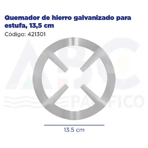 [421301] Quemador de hierro galvanizado para estufa, 13,5 cm