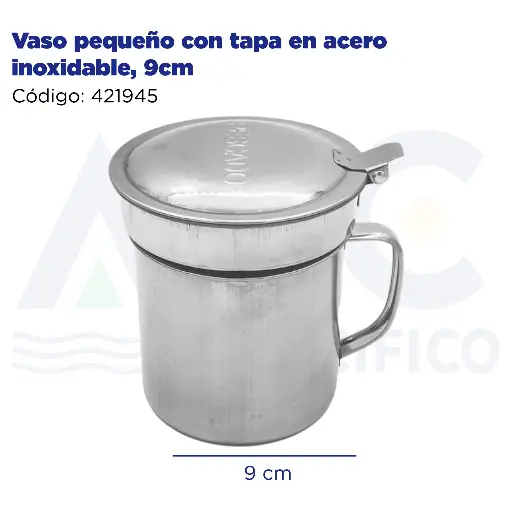 [421945] Vaso pequeño con tapa en acero inoxidable, 9cm