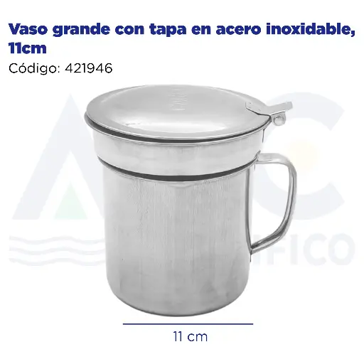 [421946] Vaso grande con tapa en acero inoxidable, 11cm