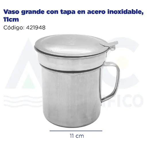 [421948] Vaso grande con tapa en acero inoxidable, 11cm