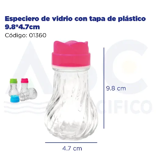 [01360] Especiero de vidrio con tapa de plástico 9.8*4.7cm