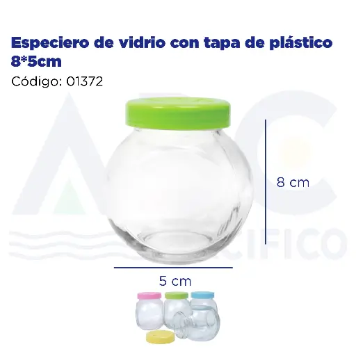 [01372] Especiero de vidrio con tapa de plástico 8*5cm