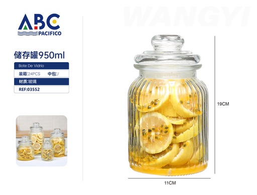 [03552] Frasco de vidrio para almacenaje con tapa de presión 950ml