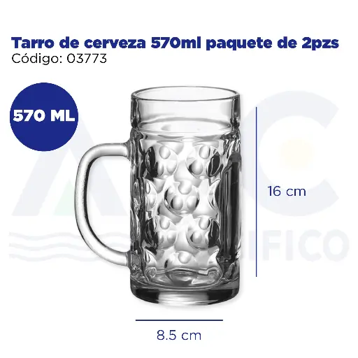 [03773] Tarro de cerveza 570ml paquete de 2pzs