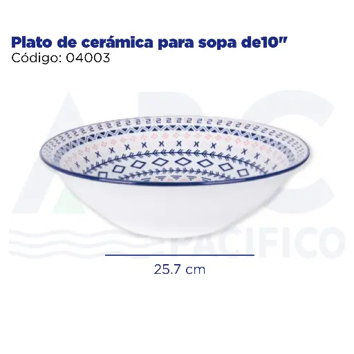 [04003] Plato de cerámica para sopa de10"
