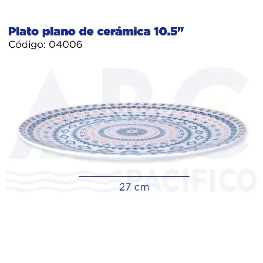 [04006] Plato plano de cerámica 10.5"