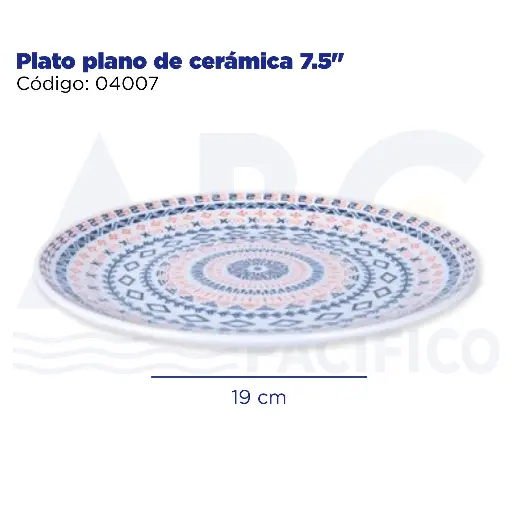[04007] Plato plano de cerámica 7.5"