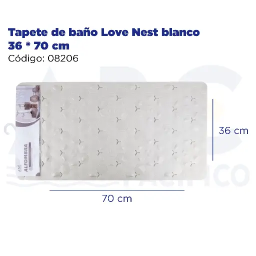 [08206] Tapete de baño Love Nest blanco 36 * 70 cm