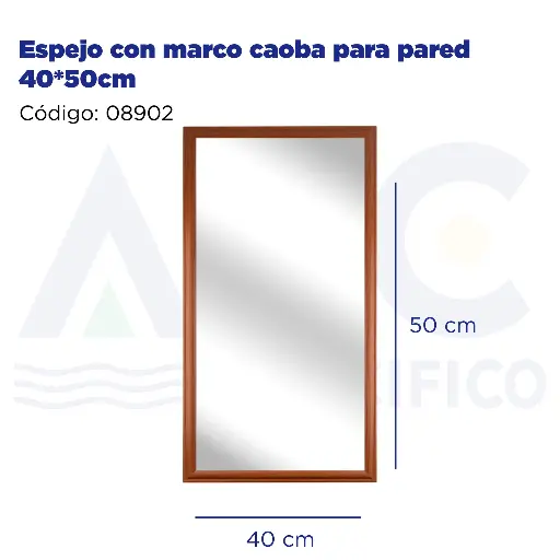 [08902] Espejo con marco caoba para pared 40*50cm