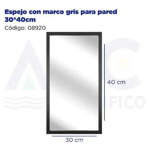 [08920] Espejo con marco gris para pared 30*40cm