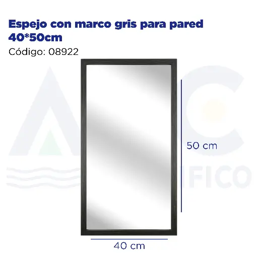 [08922] EEspejo con marco gris para pared 40*50cm