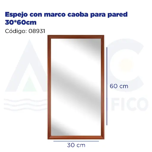 [08931] Espejo con marco caoba para pared 30*60cm