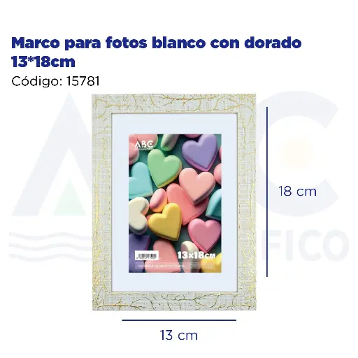 [15781] Marco para fotos blanco con dorado 13*18cm