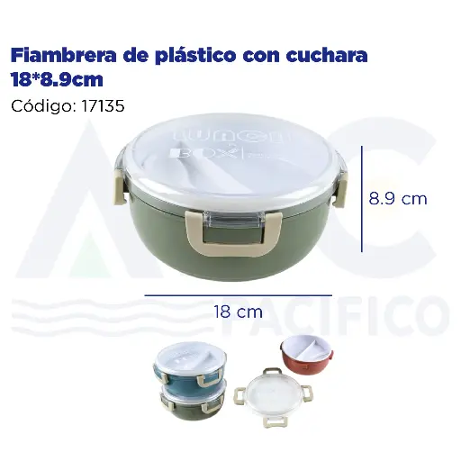 [17135] Fiambrera de plástico con cuchara 18*8.9cm