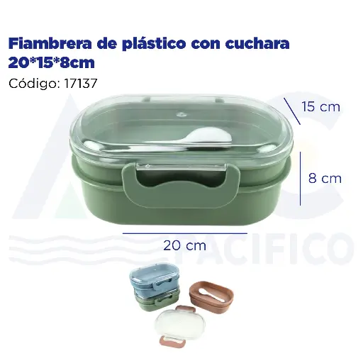 [17137] Fiambrera de plástico con cuchara 20*15*8cm