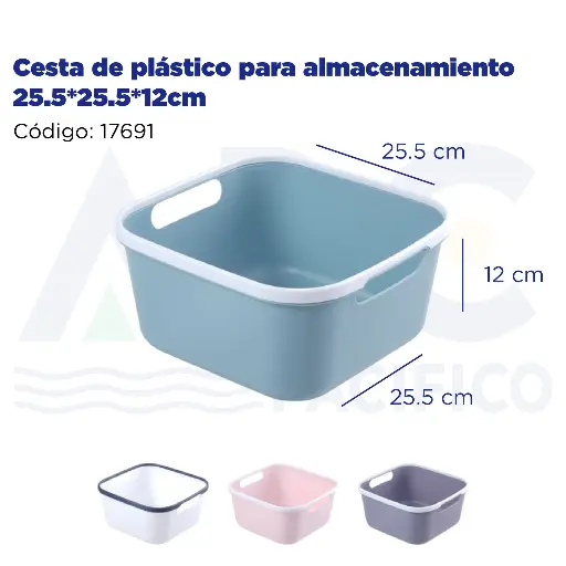 [17691] Cesta de plástico para almacenamiento 25.5*25.5*12cm