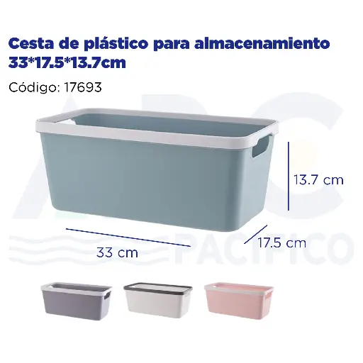 [17693] Cesta de plástico para almacenamiento 33*17.5*13.7cm