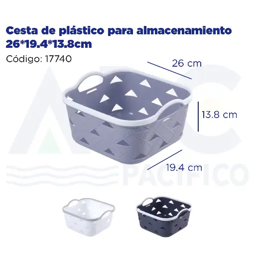[17740] Cesta de plástico para almacenamiento 26*19.4*13.8cm