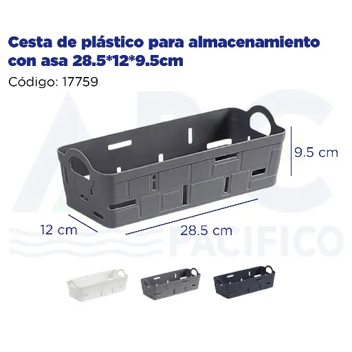 [17759] Cesta de plástico para almacenamiento con asa 28.5*12*9.5cm 