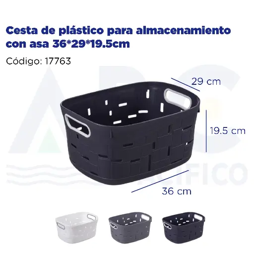 [17763] Cesta de plástico para almacenamiento con asa 36*29*19.5cm