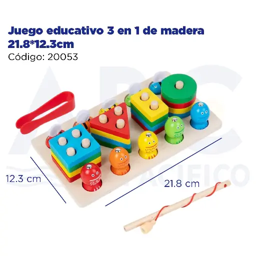 [20053] Juego educativo 3 en 1 de madera 21.8*12.3cm