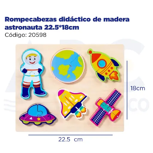 [20598] Rompecabezas didáctico de madera astronauta 22.5*18cm