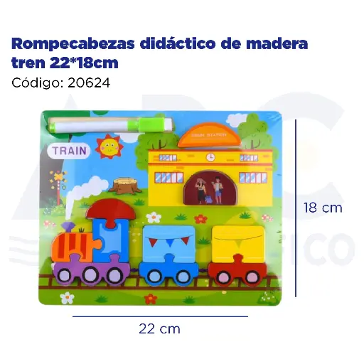[20624] Rompecabezas didáctico de madera tren 22*18cm