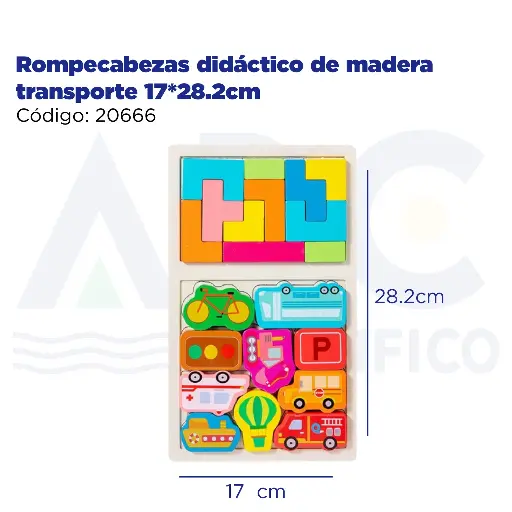 [20666] Rompecabezas didáctico de madera transporte 17*28.2cm