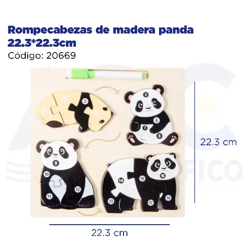[20669] Rompecabezas de madera panda 22.3*22.3cm