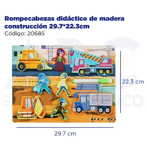 [20685] Rompecabezas didáctico de madera construcción 29.7*22.3cm
