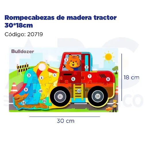 [20719] Rompecabezas de madera tractor 30*18cm