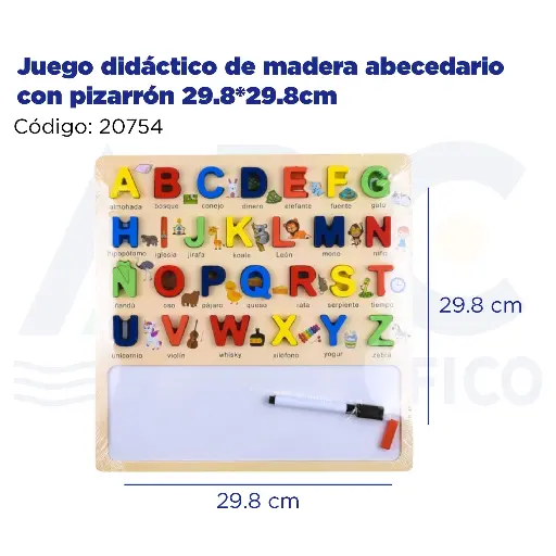 [20754] Juego didáctico de madera abecedario con pizarrón 29.8*29.8cm