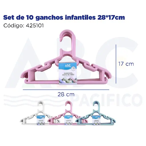 [425101] Set de 10 ganchos infantiles 28*17cm