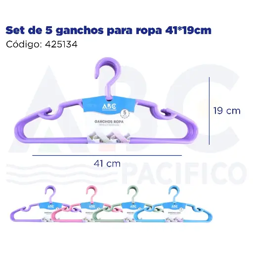 [425134] Set de 5 ganchos para ropa 41*19cm