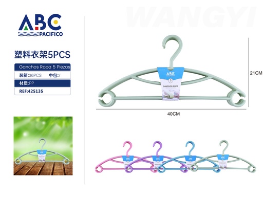 [425135] Set de 5 ganchos para ropa 40*21cm