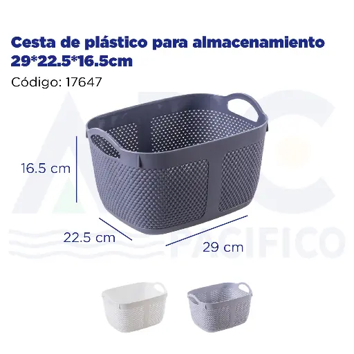 [17647] Cesta de plástico para almacenamiento 29*22.5*16.5cm