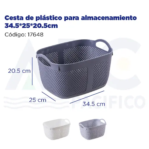 [17648] Cesta de plástico para almacenamiento 34.5*25*20.5cm