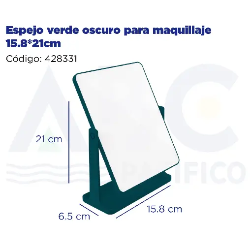 [428331] Espejo verde oscuro para maquillaje 15.8*21cm