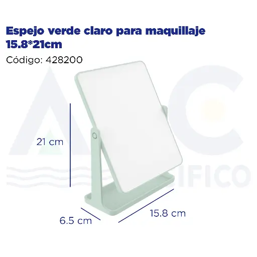 [428200] Espejo verde claro para maquillaje 15.8*21cm