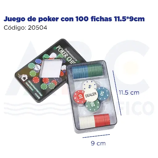 [20504] Juego de poker con 100 fichas 11.5*9cm