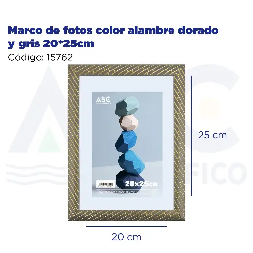 [15762] Marco de fotos color alambre dorado y gris 20*25cm