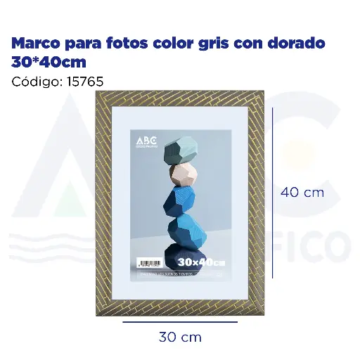 [15765] Marco para fotos color gris con dorado 30*40cm