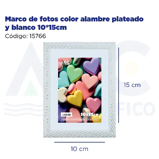 [15766] Marco de fotos color alambre plateado y blanco 10*15cm