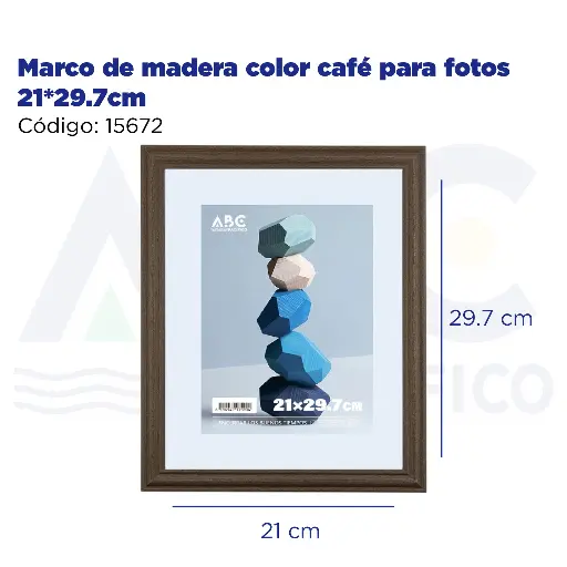 [15672] Marco de madera color café para fotos 21*29.7cm